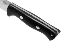 Bark River Bravo 1 LT CPM 3V Rampless, Schwarzes Canvas Micarta, Braune Scheide -Schnitt Pro Verkäufe BRK07 126BRKC RS 05 bark river knives v202107