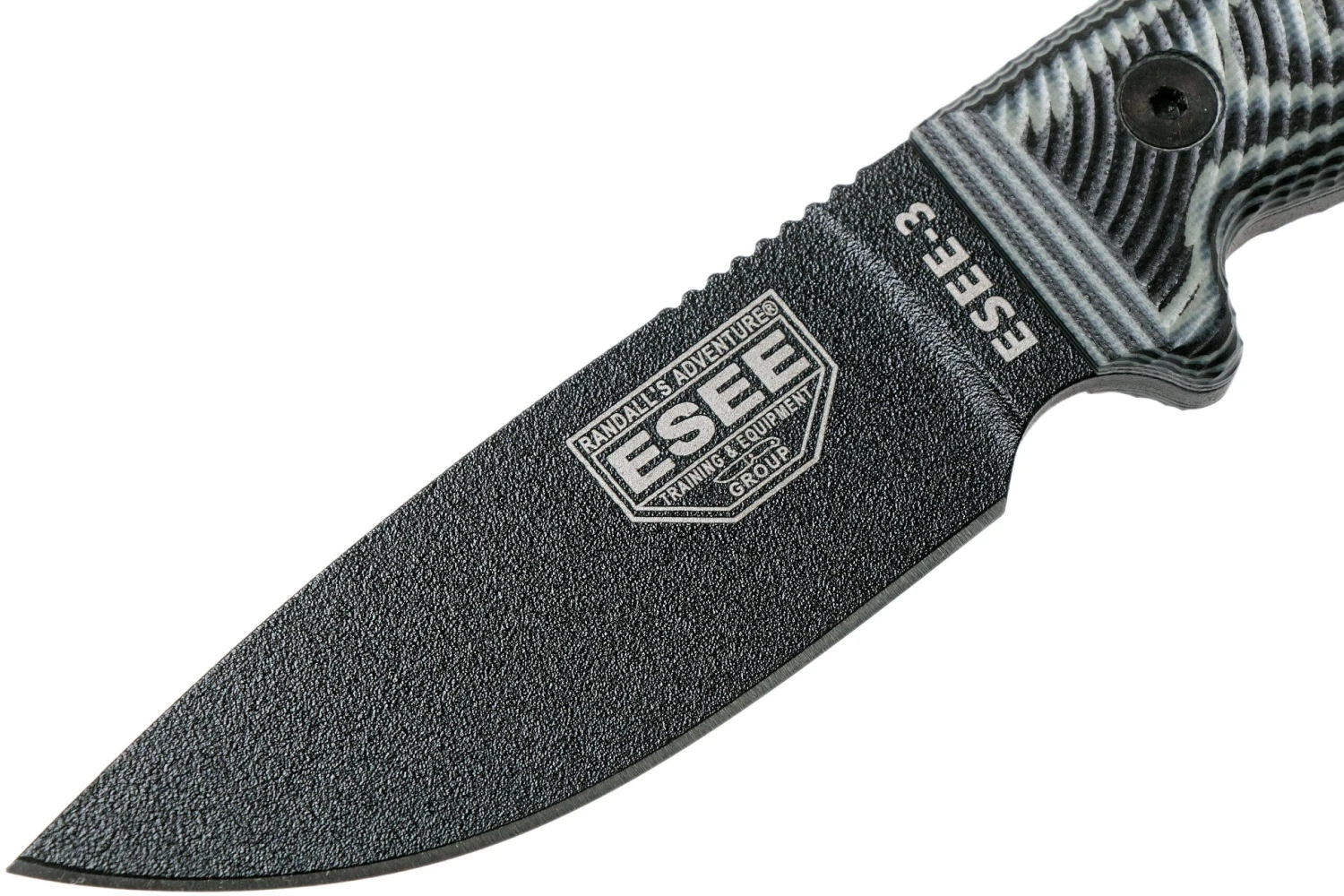 ESEE Model 3 Schwarze Klinge 3D Schwarz Graues G10 Survivalmesser 3PMB-002 Schwarze Scheide + Gürtelclip 3 ESEE Model 3 Schwarze Klinge 3D Schwarz Graues G10 Survivalmesser 3PMB-002 Schwarze Scheide + Gürtelclip – Bild 3