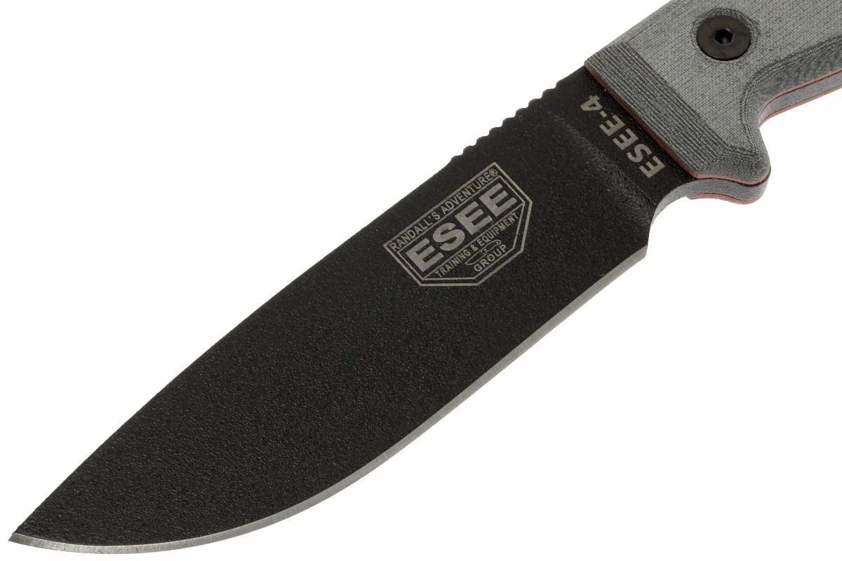 ESEE Model 4 Schwarze Klinge, Grauer Handgriff 4P-KO Survivalmesser Ohne Scheide 2 ESEE Model 4 Schwarze Klinge, Grauer Handgriff 4P-KO Survivalmesser Ohne Scheide – Bild 2