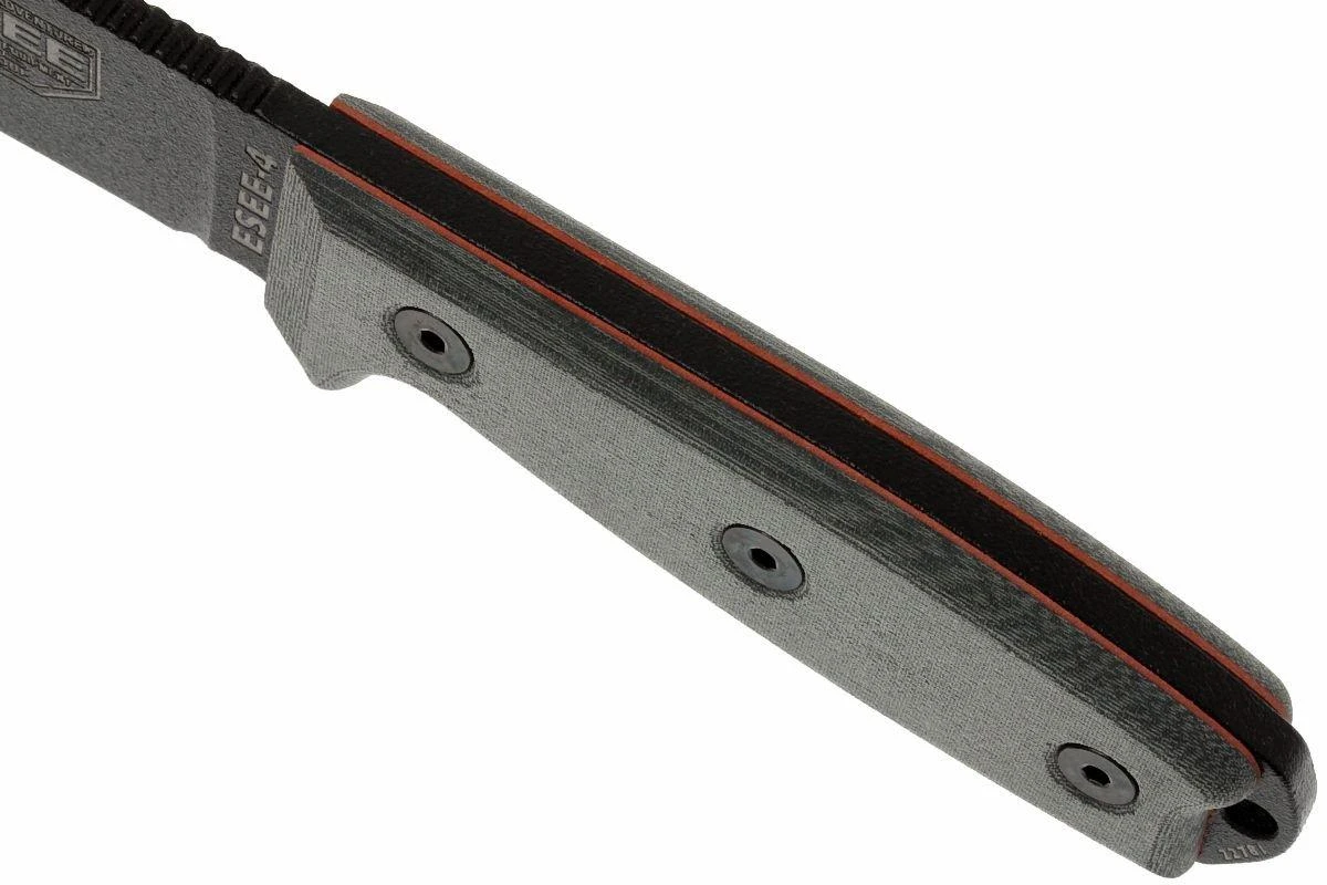 ESEE Model 4 Schwarze Klinge, Grauer Handgriff 4P-KO Survivalmesser Ohne Scheide 4 ESEE Model 4 Schwarze Klinge, Grauer Handgriff 4P-KO Survivalmesser Ohne Scheide – Bild 4
