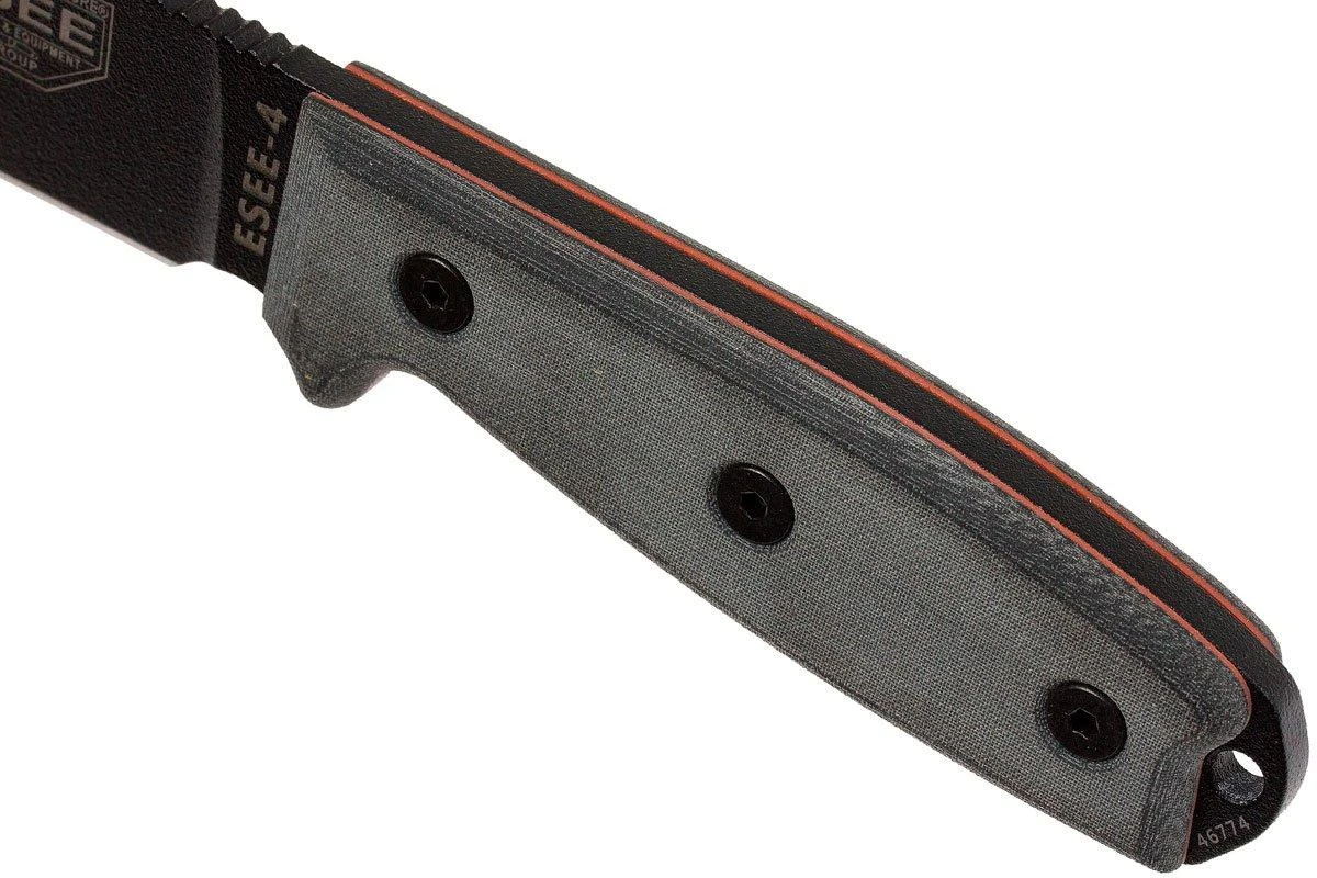 ESEE Model 4 Schwarze Klinge, Grauer Handgriff 4P-MB Inkl. Coyote Scheide + Clip Und MOLLE-back 5 ESEE Model 4 Schwarze Klinge, Grauer Handgriff 4P-MB Inkl. Coyote Scheide + Clip Und MOLLE-back – Bild 5