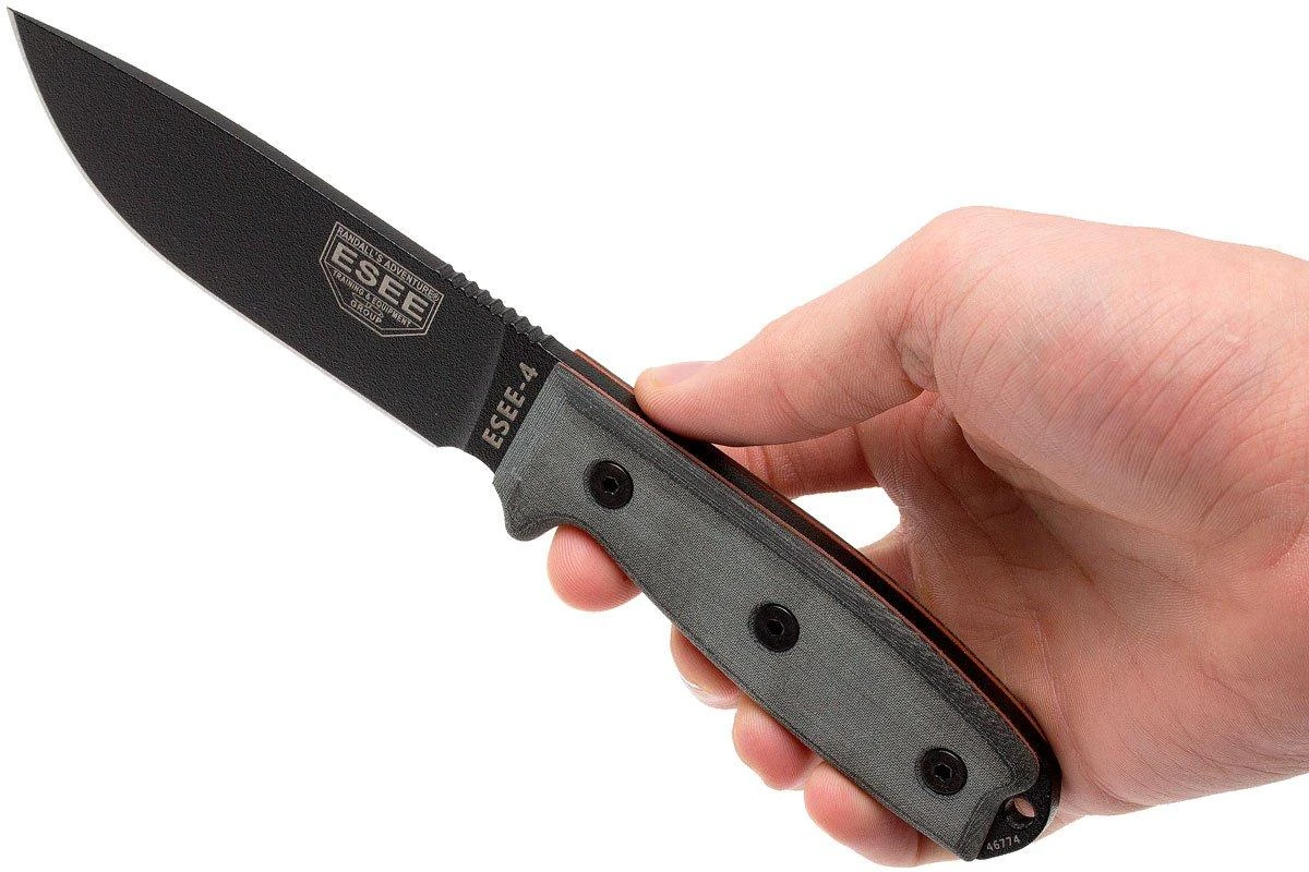 ESEE Model 4 Schwarze Klinge, Grauer Handgriff 4P-MB Inkl. Coyote Scheide + Clip Und MOLLE-back 6 ESEE Model 4 Schwarze Klinge, Grauer Handgriff 4P-MB Inkl. Coyote Scheide + Clip Und MOLLE-back – Bild 6