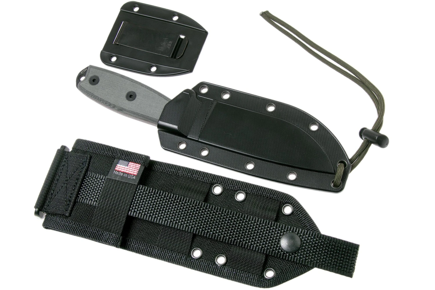 ESEE Model 4 Gezackte Klinge, Grauer Handgriff 4S-MB-B Mit Schwarzer Messerscheide + Clip Und MOLLE-back 8 ESEE Model 4 Gezackte Klinge, Grauer Handgriff 4S-MB-B Mit Schwarzer Messerscheide + Clip Und MOLLE-back – Bild 8