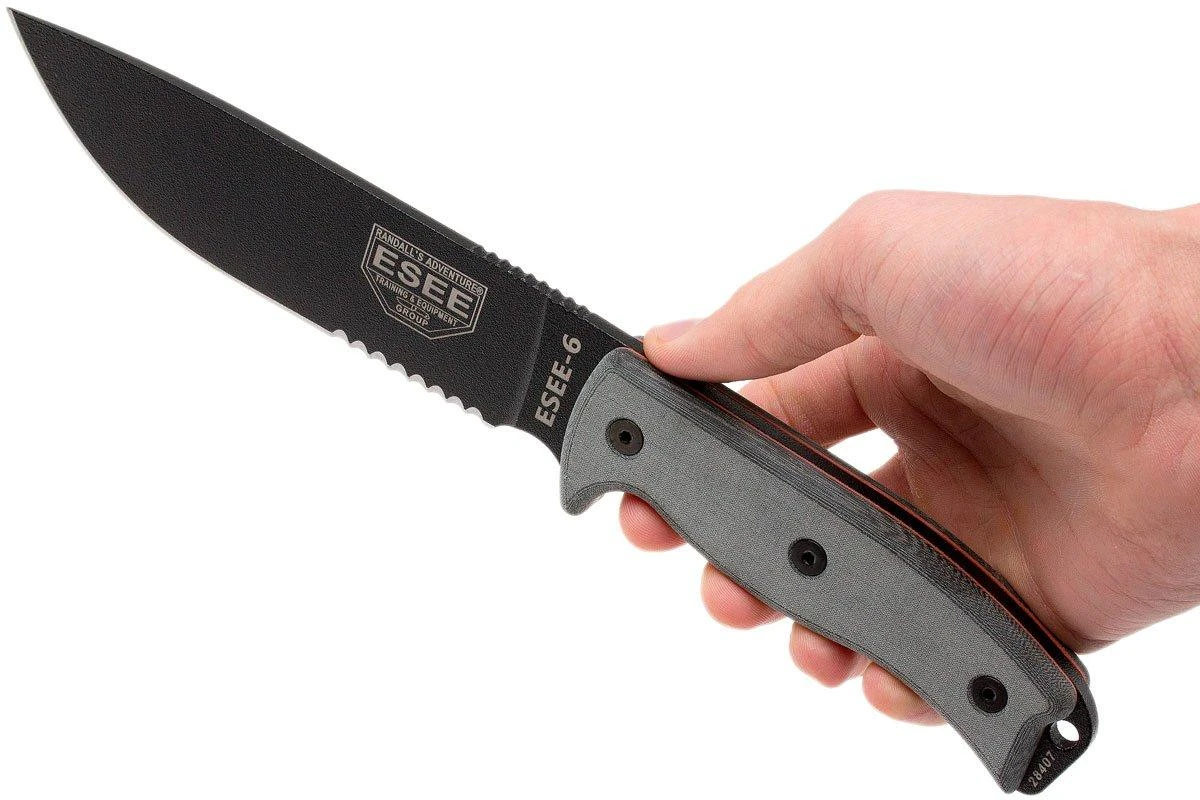 ESEE Model 6 Gezacktes 6S Survivalmesser Inkl. Braune Scheide + Gürtelclip 6 ESEE Model 6 Gezacktes 6S Survivalmesser Inkl. Braune Scheide + Gürtelclip – Bild 6