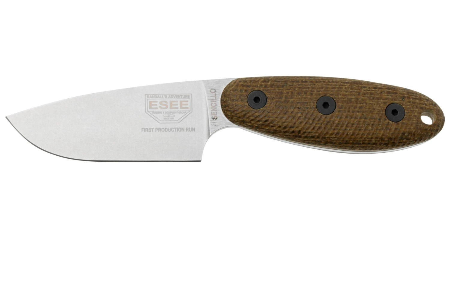 ESEE Sencillo ESEE-SENCILLO-A2, A2 Droppoint, 3D Burlap Mircarta Handle, Feststehendes Messer 1 ESEE Sencillo ESEE-SENCILLO-A2, A2 Droppoint, 3D Burlap Mircarta Handle, Feststehendes Messer