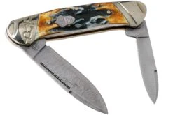 Rough Ryder Canoe Cinnamon Stag RR2156 Damascus Slipjoint Taschenmesser