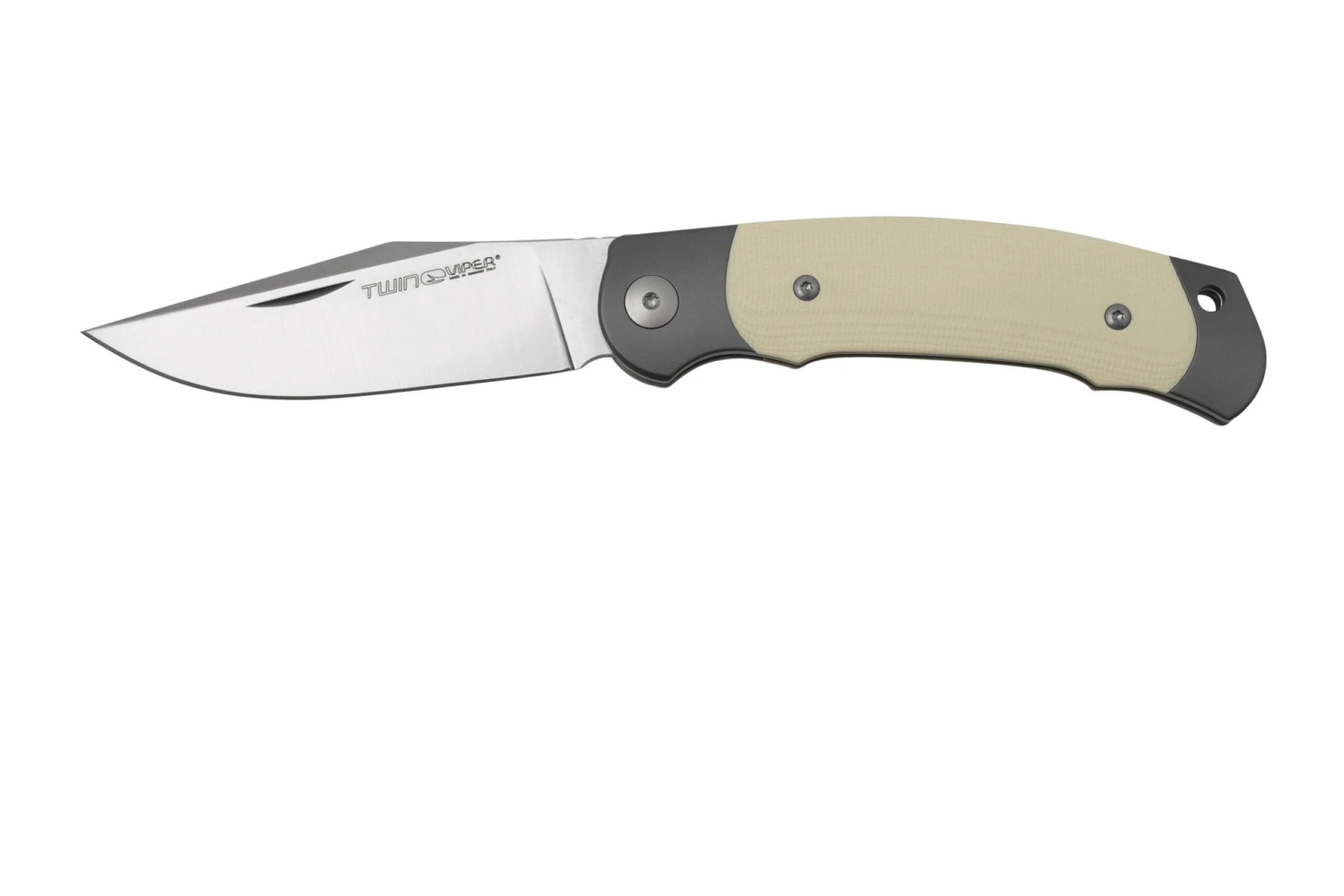 Viper Twin, V6002GI, Satin M390, Ivory G10 Taschenmesser, Fabrizio Silvestrelli Design 1 Viper Twin, V6002GI, Satin M390, Ivory G10 Taschenmesser, Fabrizio Silvestrelli Design